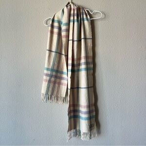 Burberry Cream and Blue Plaid Scarf